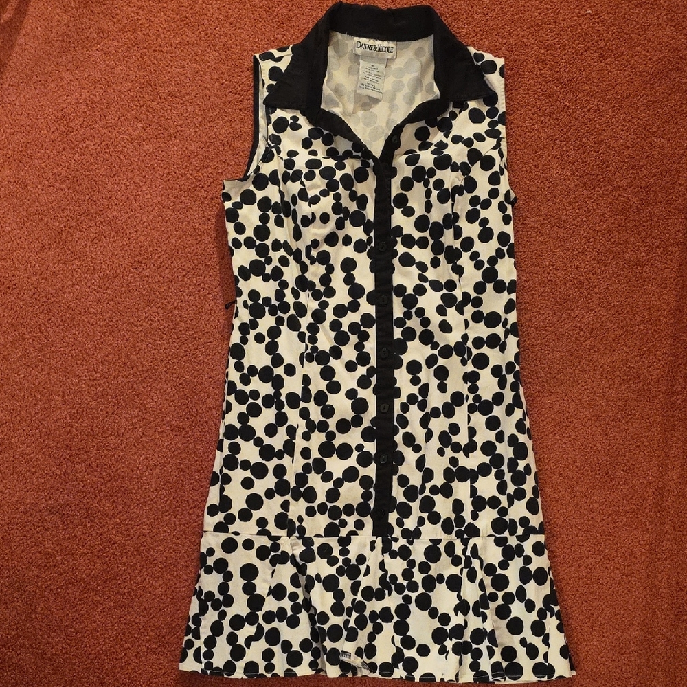 Danny & Nicole Black and White Polka Dot Mini Dress